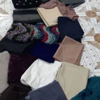 پارچه مخمل و مانتو عبایی و شلواری ساتن تیکه و حریر