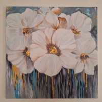 تابلوگل رنگروغن و ورق طلاروی بوم|تابلو، نقاشی، عکس|شاهینشهر, شهرک مطهری|دیوار