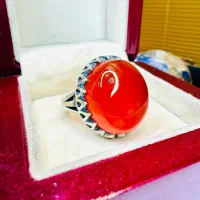 انگشتر فوق لوکس سنگ عقیق سرخ دامله خونی اصل خراسان