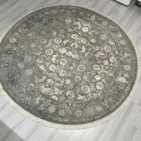 قالیچه گرد طرح پتینه طوسی