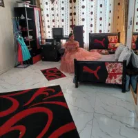 تخت خواب قرمز مشکی با کمدو گلیم ۵۵۰۰|تخت و سرویس خواب|نورآباد, |دیوار