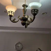دوعدد لوستر قدیمی سه شاخه لاله ای