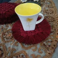 زیر لیوانی مکرومه