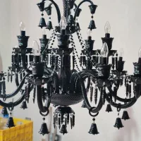 لوستر ۱۵ شاخه مشکی با شاخه وارداتی آویز چینی
