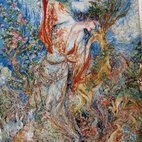 تابلوفرش دستباف چله ابریشم ومتن پشم ابریشم