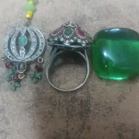 انگشتر نقره وپلاک با سنگهای طبیعی زمرد یاقوت الماس|جواهرات|اصفهان, حصه جنوبی|دیوار