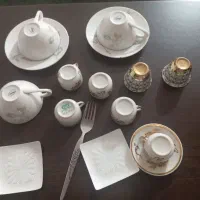 فنجان نعلبکی عتیقه تمام ظروف قدیمی سفال میبد|کلکسیون اشیاء عتیقه|هشتگرد, شهرک ارم غربی|دیوار