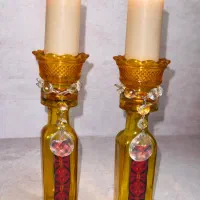 شمعدانهای کریستالی نو رنگ عسلی