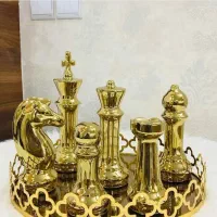 شطرنج لوکس طلایی دکوری جهیزیه فروش ویژه|مجسمه، تندیس، ماکت|قم, لسانی|دیوار