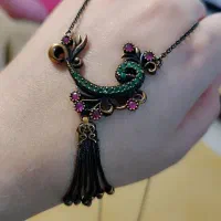 گردنبند طاووس نقره طرح عثمانی