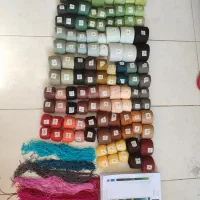 نخ و نقشه منظره با دار قالی چله کشی شده|تابلو فرش|قم, شاه ابراهیم|دیوار