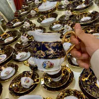 سرویس چینی ۱۲ نفره غذاخوری خارجی سورمه ای سه دختر