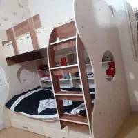 تخت خواب دو طبقه چوبی|تخت و سرویس خواب|مسجد سلیمان, |دیوار