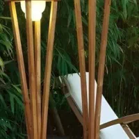 چراغ مدرن محوطه چوب فلز مدل کلبه با پوشش نانو