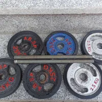 دمبل15کیلویی و کش ورزشی