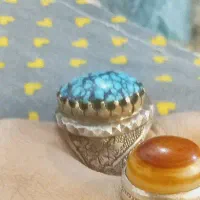 انگشتر فیروزه قلم کاری شده