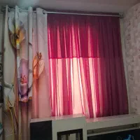 پرده ی حریر همراه کناره ی کتان ترک