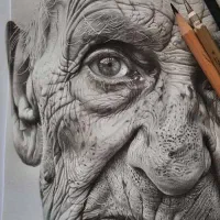 طراحی چهره سیاه قلم