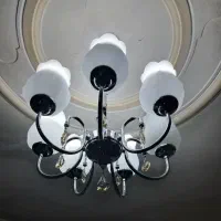 لوستر ۷شاخه کروم نقره ای کاملا سالم و درحد نو.۲عدد