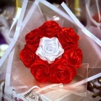 گل رز از جنس روبان|گل مصنوعی|اردبیل, |دیوار