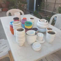 گلدان های پلاستیکی با زیر گلدانی