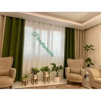 پرده آماده ترکیبی پارلا با دوخت حرفه‌ای