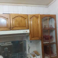 کابینت آشپزخانه چوبی با بدنه ورق فلزی + سینک و هود