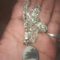 پلاک زنجیر نقره باسنگ شجر