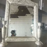 آینه وشمعدان قلم زنی|صنایع دستی و سایر لوازم تزئینی|خمینی‌شهر, |دیوار