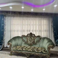 پرده کتان با متعلقات