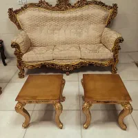 مبل تاج طلا سفارشی ۷نفره و میزعسلی