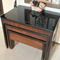 ست میز جلو مبلی و عسلی رنگ تیره