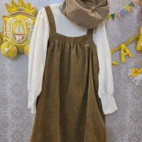 لباس مخمل کبریتی مزون دوزر با کلاه سه تیکه