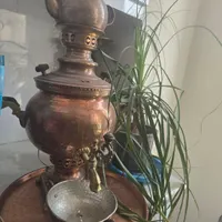 سماور سینی و ق ری و کاسه در حد نو و تمیز