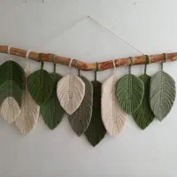 مکرومه برگ دیوارکوب تزیینی تابلو دکوری آویز
