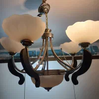 لوستر پنج شاخه چوبی مناسب اشپزخانه|لوستر و چراغ آویز|تبریز, |دیوار