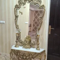 آیینه و شمعدان و ساعت برنز اصل