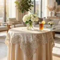 ۵تیکه رومیزی مخمل دانتل ترکیه کارشده طرح زیتون