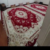 دوعدد فرش تمام نخ زرشکی خیلی خوشرنگ سالم