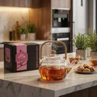 قوری پیرکس دسته بامبو بزرگ