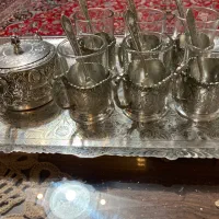 ست چایی خوری اصفحان تمام نقره ۸۴ عیار|کلکسیون اشیاء عتیقه|مشهد, شهید فرامرز عباسی|دیوار