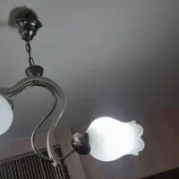 لوستر ۲ قلو  چوب سفید . استیل