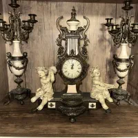 شمعدان و ساعت برنز