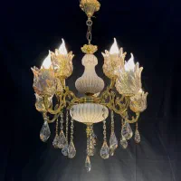 لوسترترکیبی برنز و سرامیک با شاخک گل رز .رستمی|لوستر و چراغ آویز|نظرآباد, نظرآباد|دیوار