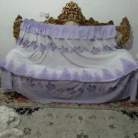 پرده رنگ بنفش وصورتی وصلایی تمیزوسالم