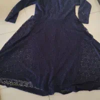 لباس مجلسی زنانه گیپور رنگ سورمه ای