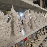 گلدان چینی ۴۰ سانتی سفید گل پروانه طاووس شیک و خاص|صنایع دستی و سایر لوازم تزئینی|بناب, |دیوار