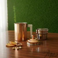 لیوان دمنوش مسی دسته برنجی و دسته پلاستیکی