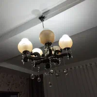 لوسترچوب و استیل وکریستال ۵شاخه|لوستر و چراغ آویز|ماهدشت, |دیوار