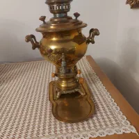 سماور گازی ۸ لیتری طلایی با سینی